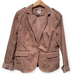 Halogen Corduroy Tan One Button Blazer Size Large